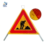 Reflective Tripod Warning Sign - Road Work Reflective Tripod Folding Warning Sign